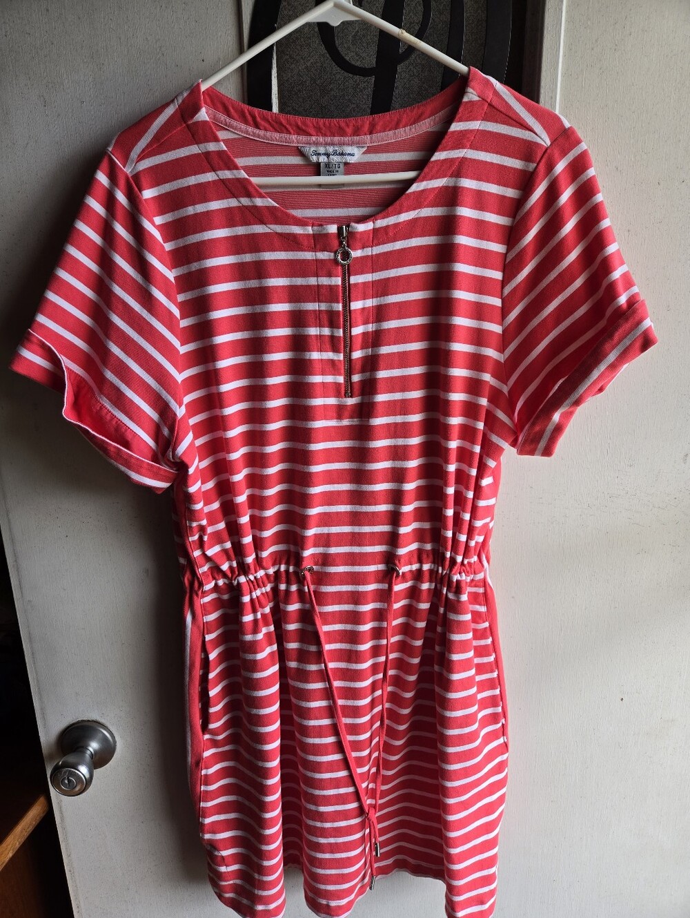 Tommy Bahama Pink & White Striped Short Sleeve Dress NWOT